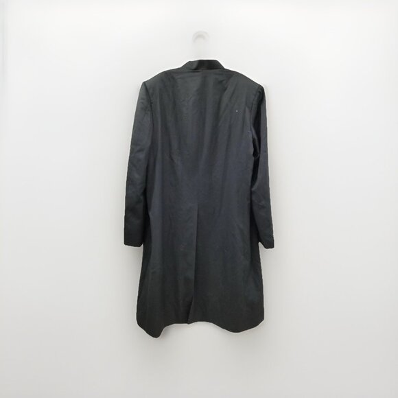 La Mode Vtg Black Mandarin Collar Button Down Gothic Cosplay Jacket w Pockets - Picture 2 of 6